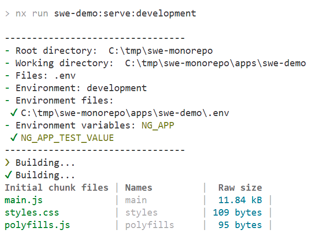 checking env files build found