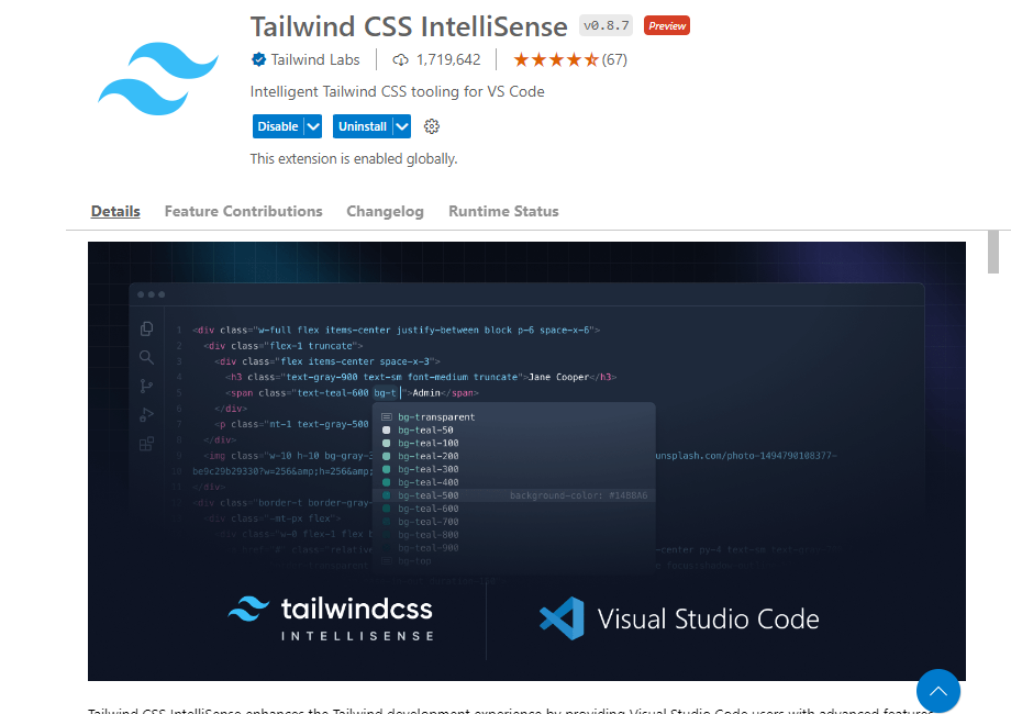 tailwind intellisense